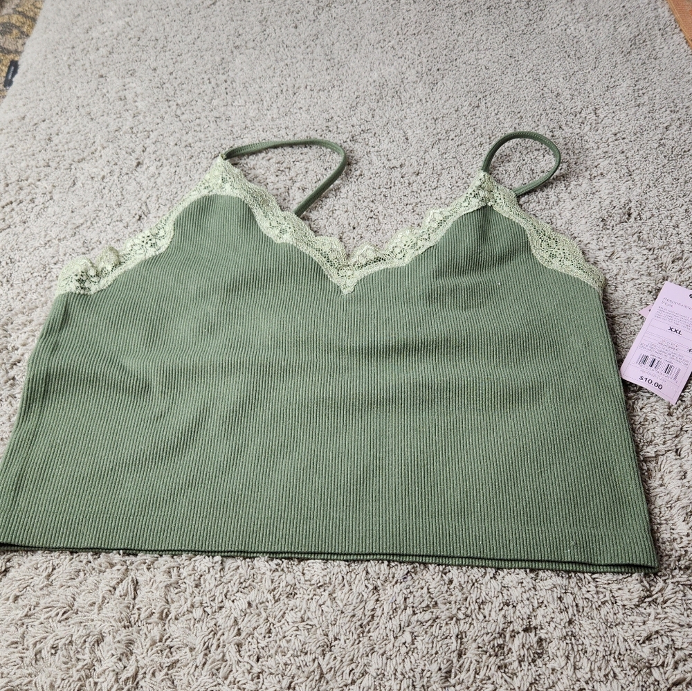 Women's Lace Trim Seamless Tank Top - Wild Fable Green XXL - Picture 4 of 12